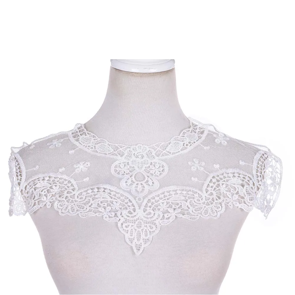 1PCS Lace Collar Mesh Organza Fabric DIY Embroidery Tulle Neckline Lace Fabric Sewing