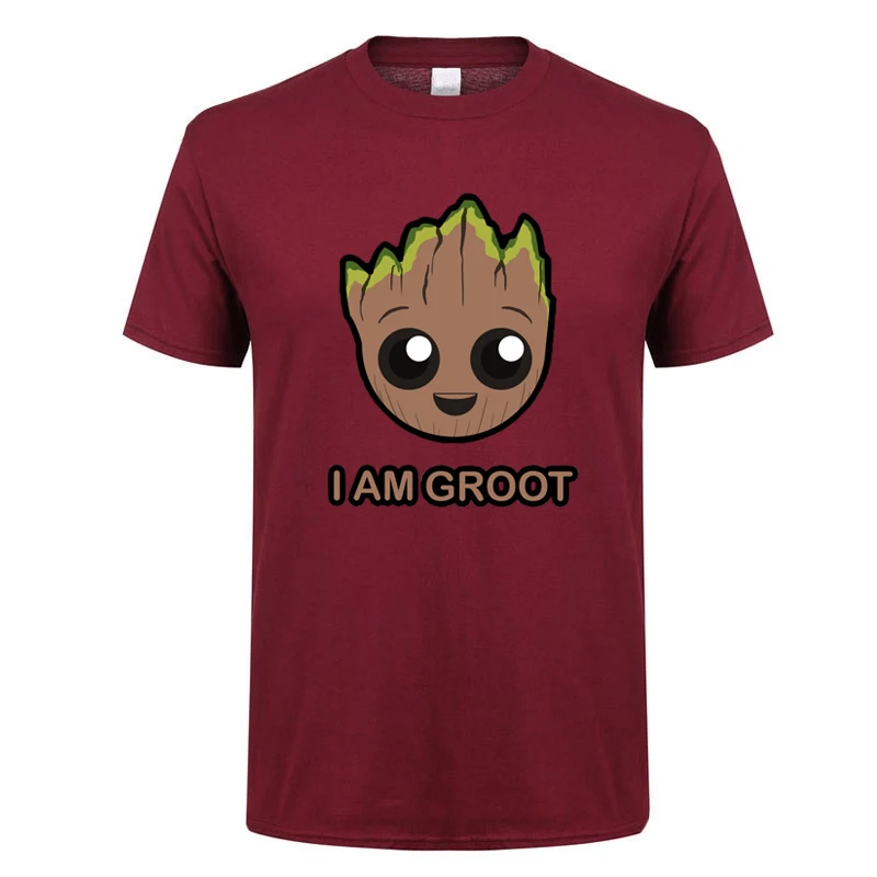 ; Новинка; футболка с надписью «I Am groot футболка для мужчин Повседневное модная футболка Для мальчиков и девочек в стиле «хип хоп Уличная футболка harajuku топы, футболки, camisetas - Цвет: Wine red 2