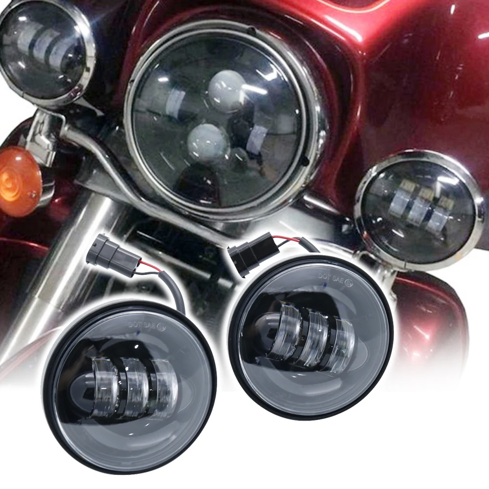 Для мотоцикла Harley 2шт 4 5 дюймов светодиодный противотуманный светильник DRL Led