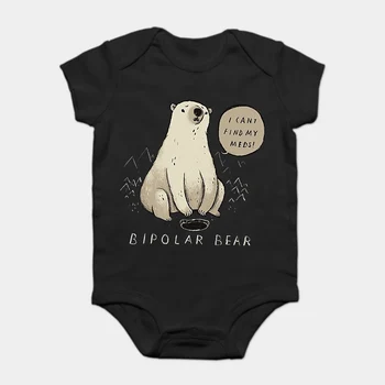 

Baby Onesie Baby Bodysuits kid t shirt Funny white Black tee Bipolar Bear Polar Bear