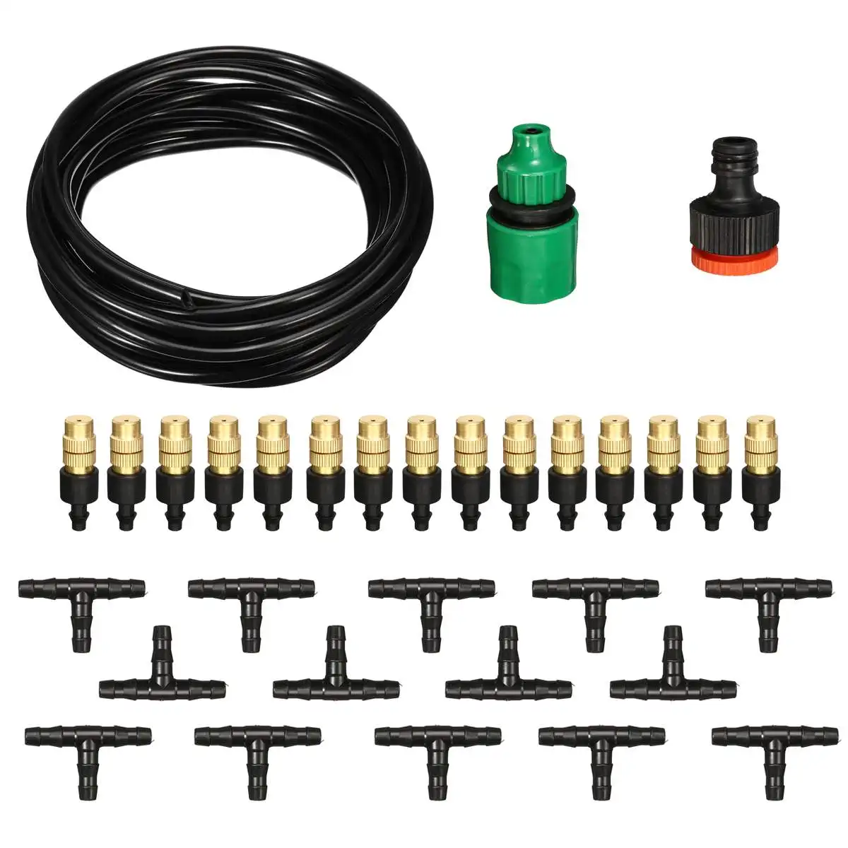 Garden Outdoor Cooling Misting System Kit 10M Water Spray Mist Atomizing Hose Nozzles Set Greenhouse Watering Irrigation Tools