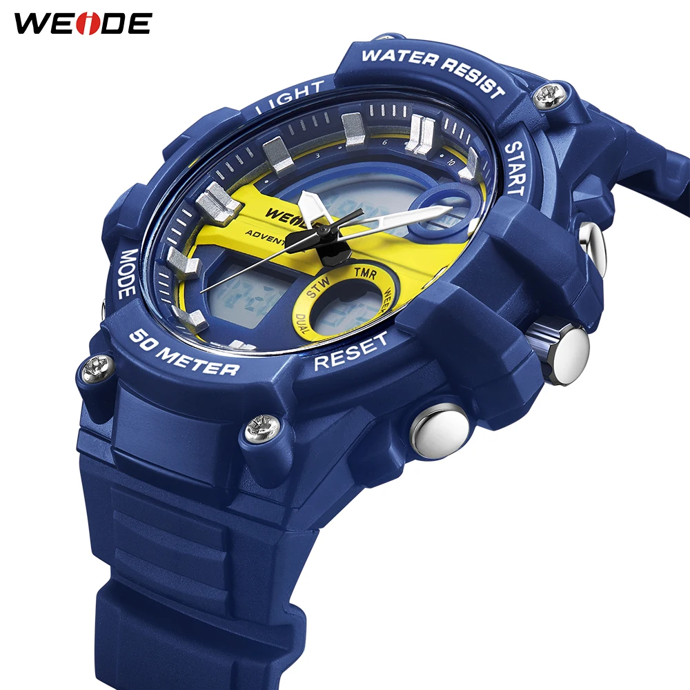 

WEIDE Mens Digital Water Resistant Fashion Sport Brand Military Electronic Device Over size Dial Wristwatches Relogio Masculino