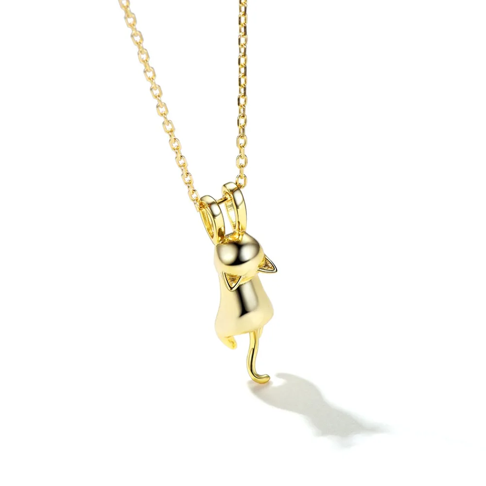 Женское минималистичное ожерелье U7 серебро 925 пробы кулон в виде кошки/котенка