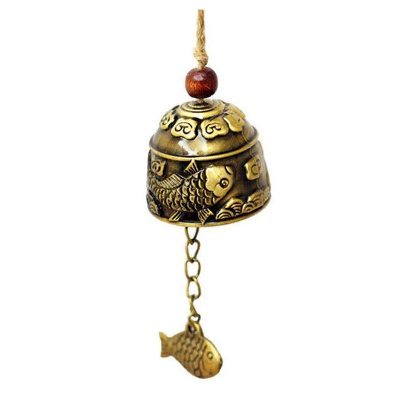 1pc Antique Dragon Fish Wind Chime Fengshui Bell Good Luck Bless Chinese Traditional Decoration Car Door Bed Hanging Bell WB0027
