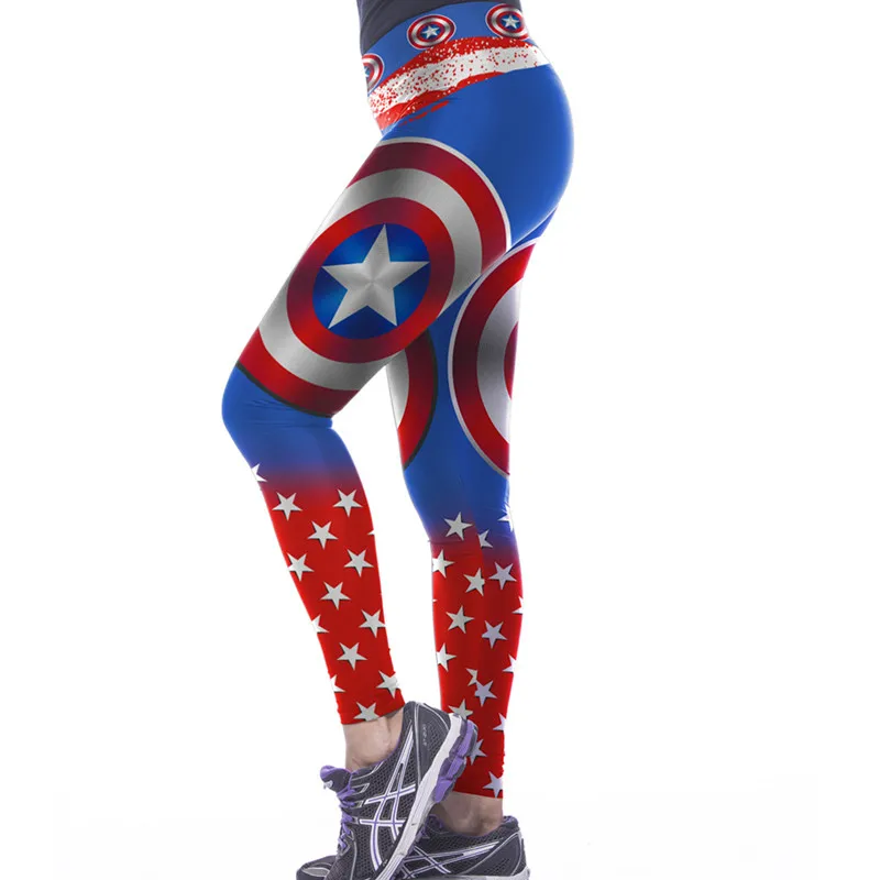 

Yoga Pants Sport Femme Gym Wear Clothing Lulu Leggings Female Yoga Pants Captain America Sport Trousers Women Running Tights