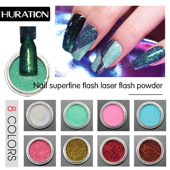 

Huration 1 Box Nail Glitter Colorful Mirror Gloss Nail Polish Powder for UV Art Nail Design Chrome 8 Colors Decoration Pigment