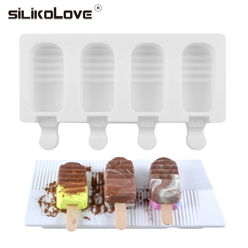 SILIKOLOVE 4 полости эскимо силиконовые формы с крышкой бытовой ребенок для кухни гаджеты столовая Бар аксессуары поставки