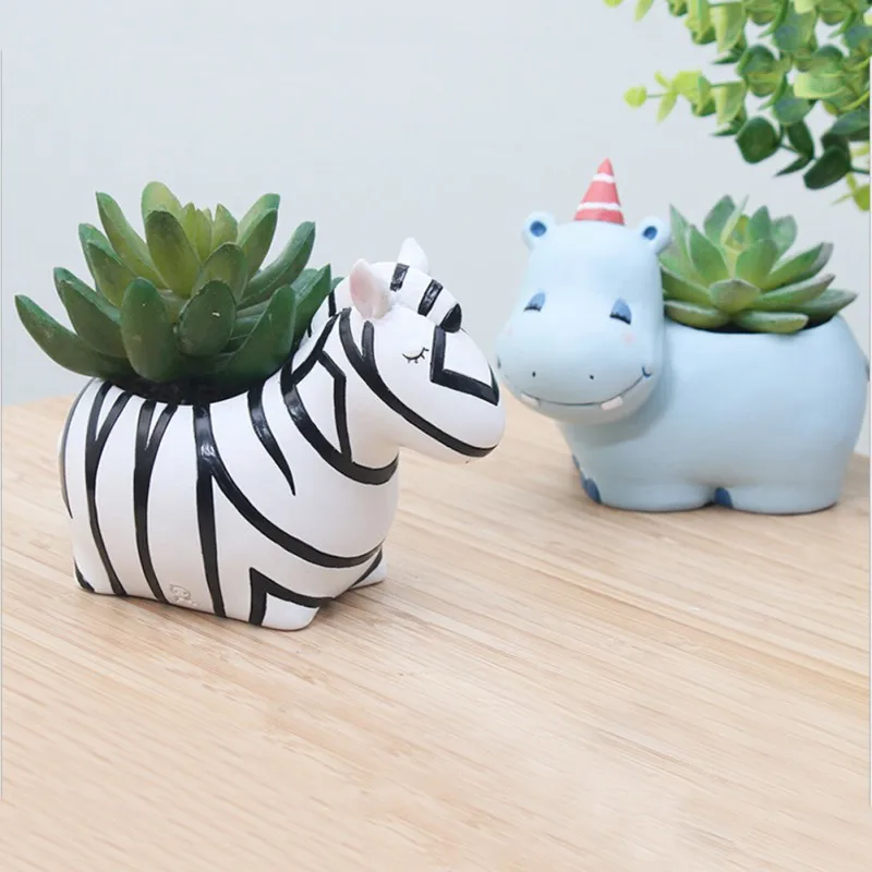 Cartoon Animal Flowerpot Fleshy Flower Pot Decoration Cartoon Figurine Micro Landscape Potted Plant Pot For Home Decoration