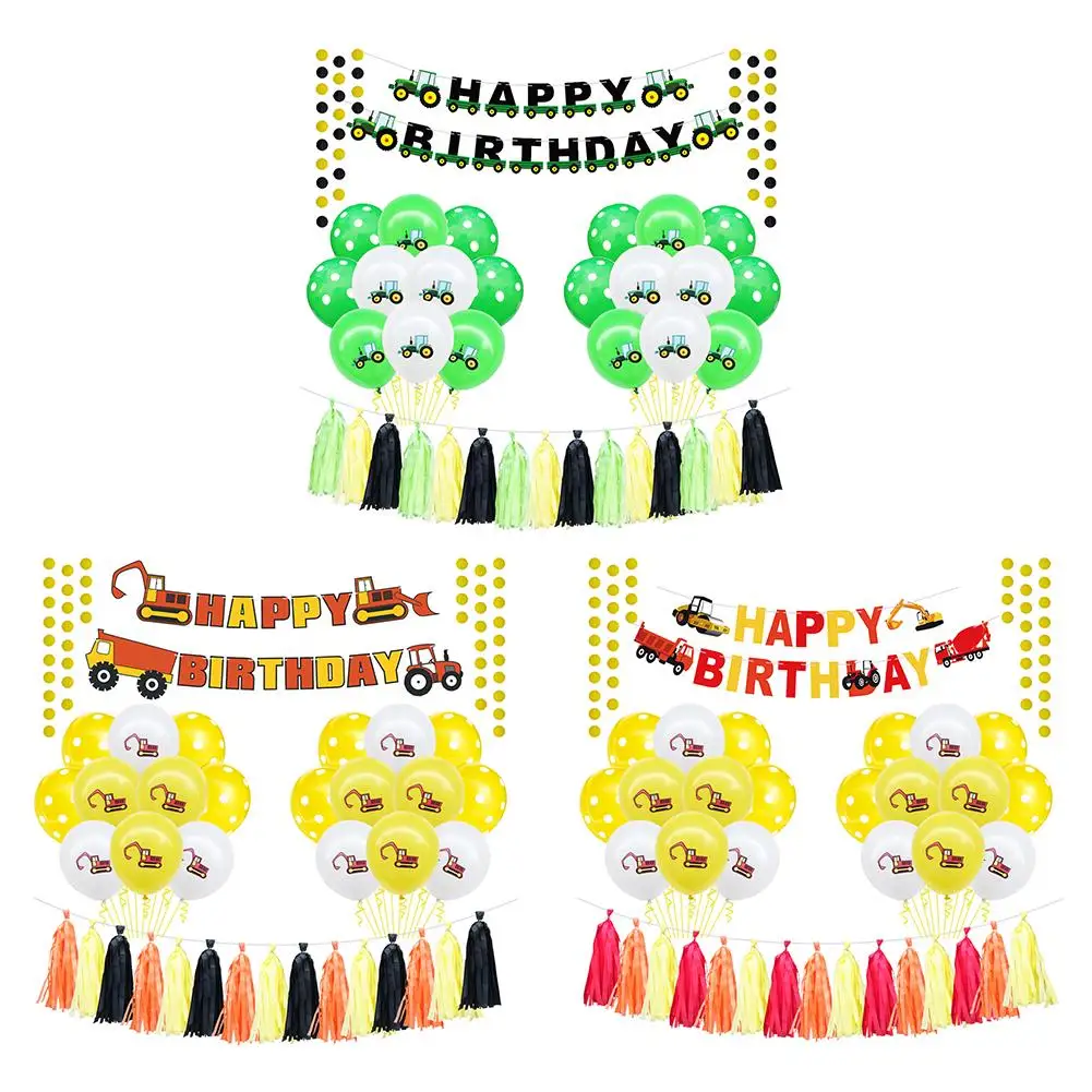 

Excavator Vehicle Banners Birthday Party Decorations Kids Banner Tractor Inflatable Air Balloons Kids Birthday Party Supplies