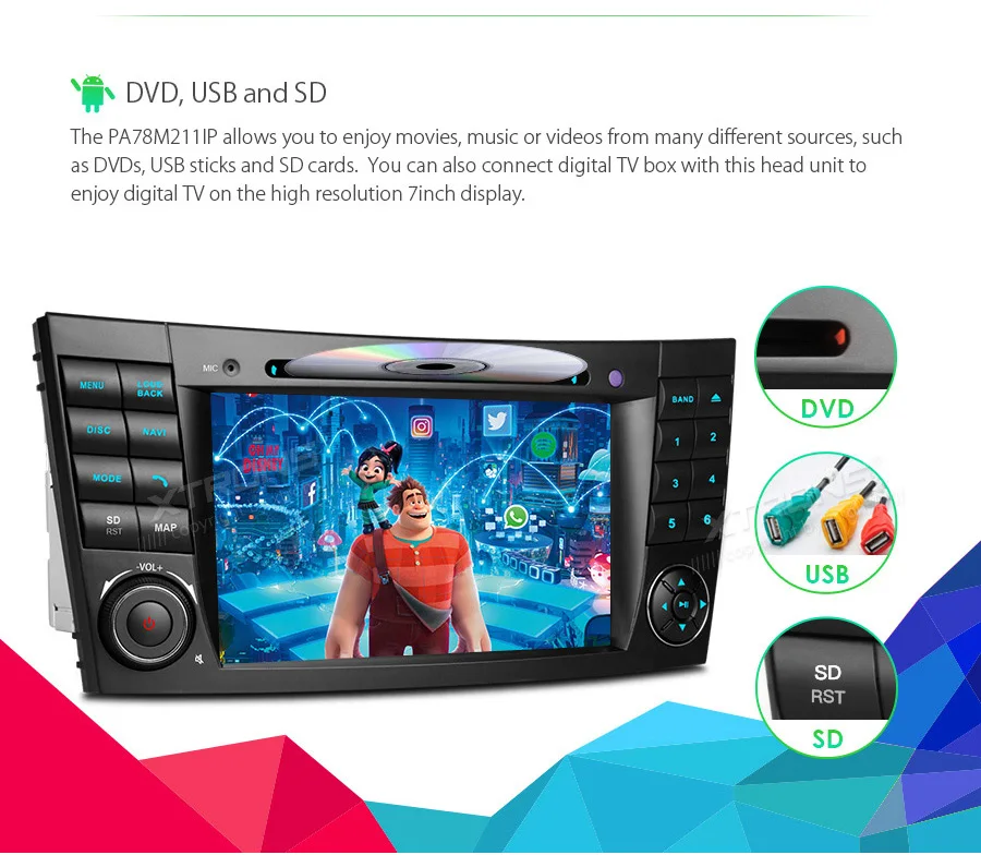 Clearance 7" Android 8.1 Car Multimedia DVD Navigation GPS RCA Radio for Mercedes-Benz E-Class W211 2002-2008 & CLS-Class W219 2005-2006 11