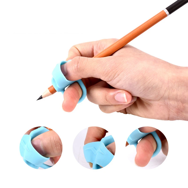 

3PCS Set Three-Finger Pen Holder Silicone Baby Learning Writing Tool Correction Device Pencil Set Stationery