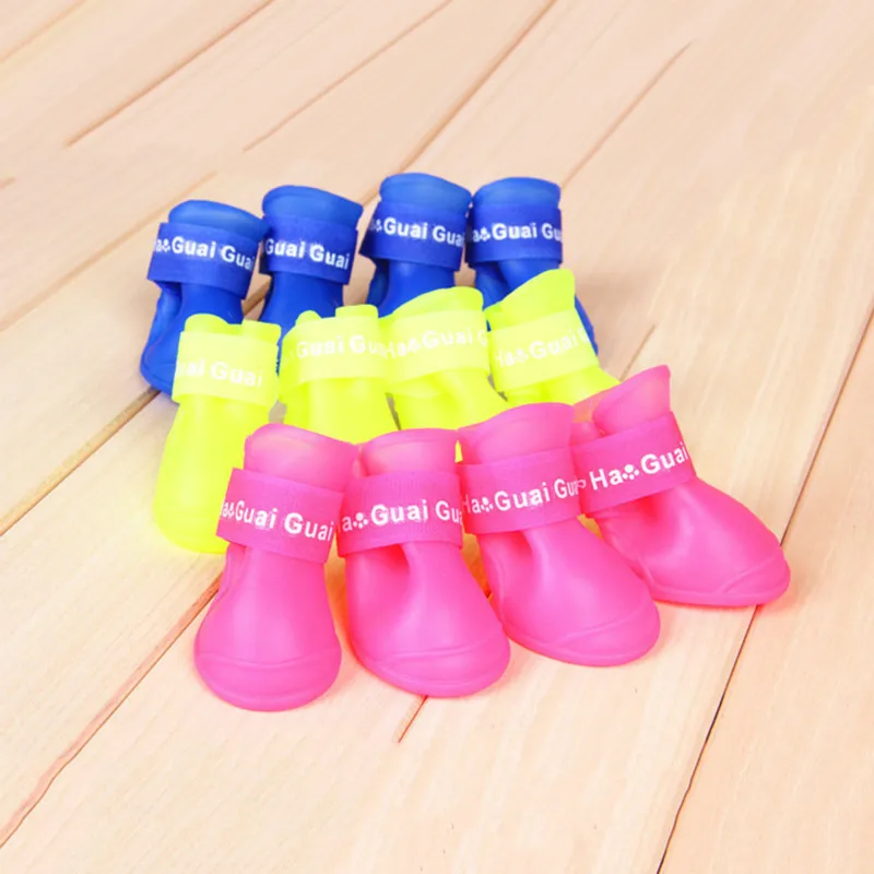 

4pcs/set Outdoor Puppies Dog Shoes Pet Rain Boots Rubber Shoes Waterproof Summer Pets Boots Socks Waterproof Rubber Rain