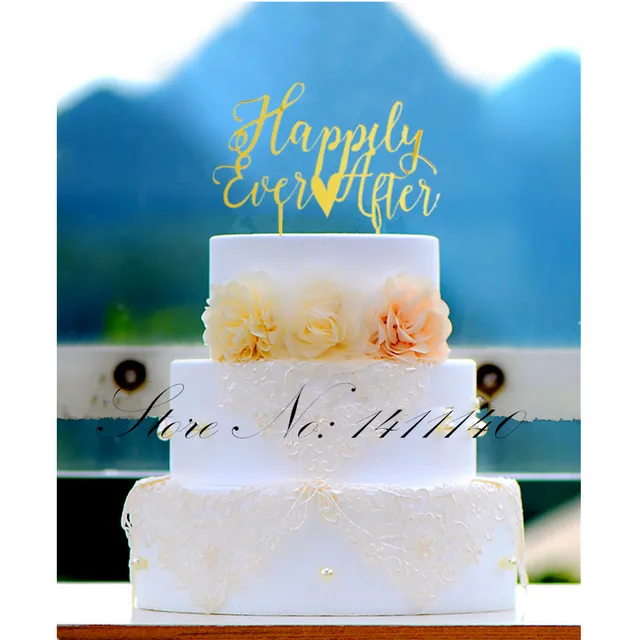 Hily Ever After Red Gold Acrylic Wedding Cake Topper For Hily Ever After Red Gold Acrylic Wedding Cake Topper For Party