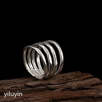 

KJJEAXCMY boutique jewelryar S925 Sterling Silver retro Thailand multi circle handmade silver ring, personalized Joker, lady op