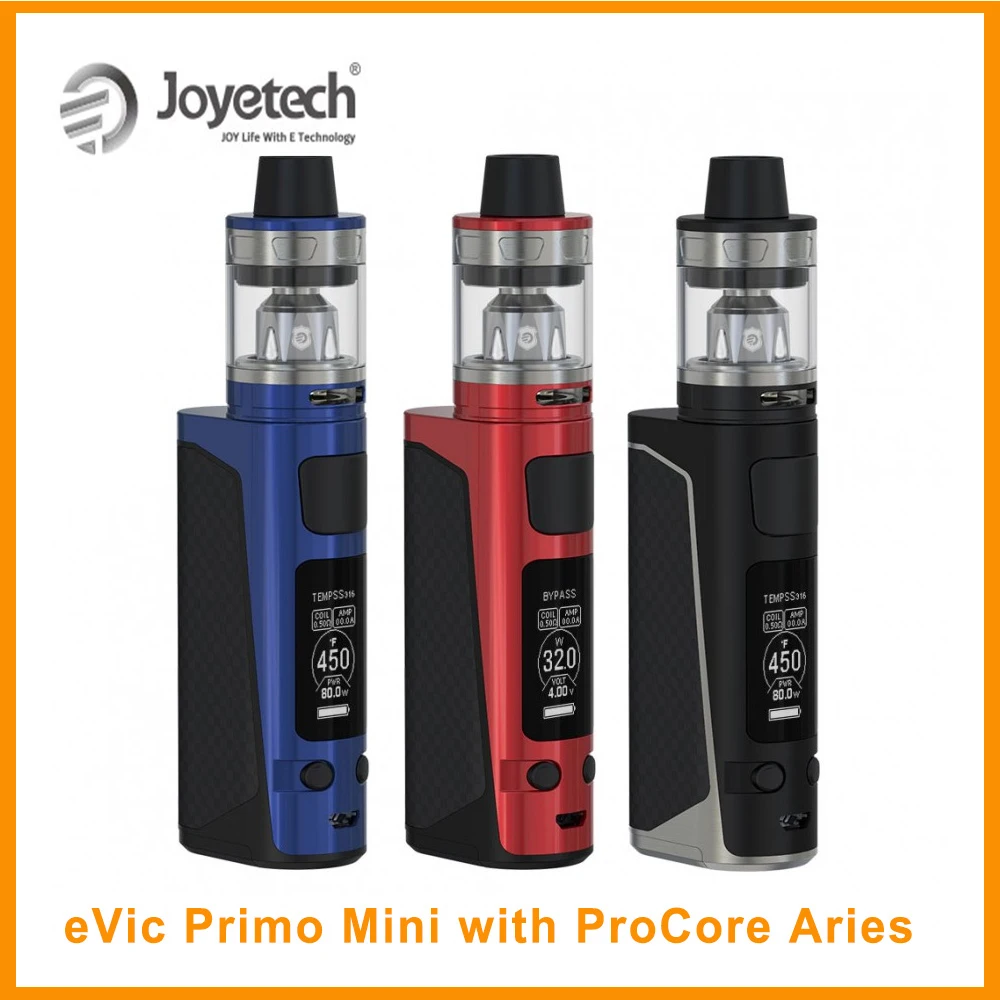 

Original Joyetech eVic Primo Mini Full Kit with ProCore Aries 4.0ml Tank Capacity 80W Powered By 18650 battery (not included)