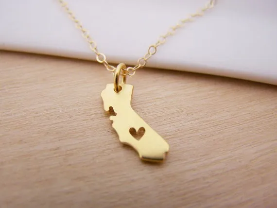 1 шт.-контур карта Калифорнии ожерелье с сердцем США CA состояние Ожерелье I сердце любовь Калифорния ожерелье s