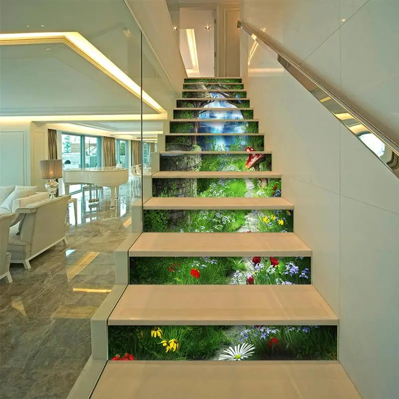 

13 Pcs Wall Mural Stickers Simulation Creative Wallpapers Stair Stickers for Living Room