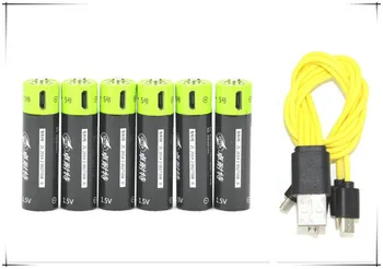 

6pcs/lot ZNTER BATTERY 1.5V AA 1250AWH USB Rechargeable lithium battery+1USB cable flash toy mouse battery