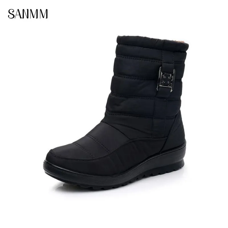 

SANMM Women Thick Short Plush Warm Mother Shoes Female Waterproof Ankle Snow Boots Winter Platform Woman Boots AZ35