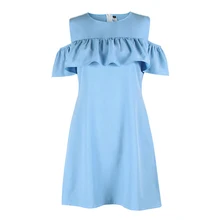 Summer Dress Causal Women Ruffles Shirt Dress Butterfly Sleeve Dress Sexy Strapless Straight Loose Dresses Vestidos LJ9019E