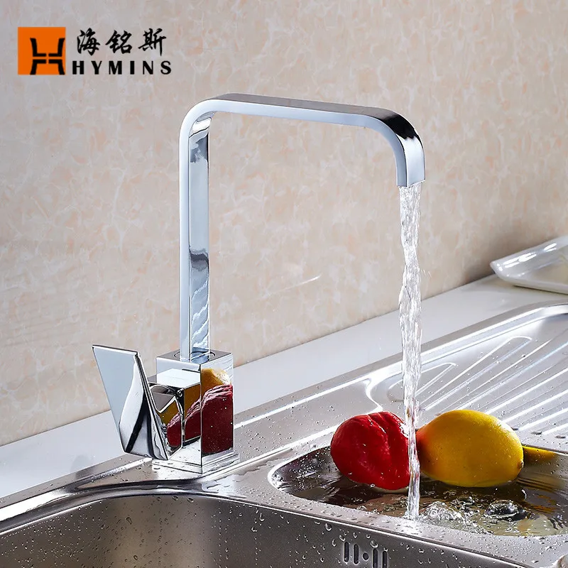 

kitchen sink xiancai basins on the pot of hot and cold water tap square flat tube can rotate