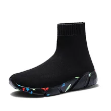 Детские высокие дышащие носки, обувь, Спортивные Детские эластичные кроссовки, плоские кроссовки Сникеры, Детские прогулочные спортивные 29-47