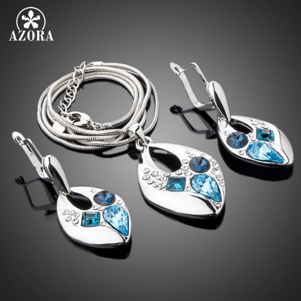 Комплект из колье и серёг белого золотого цвета|earrings and necklace|jewelry setsnecklace earrings |