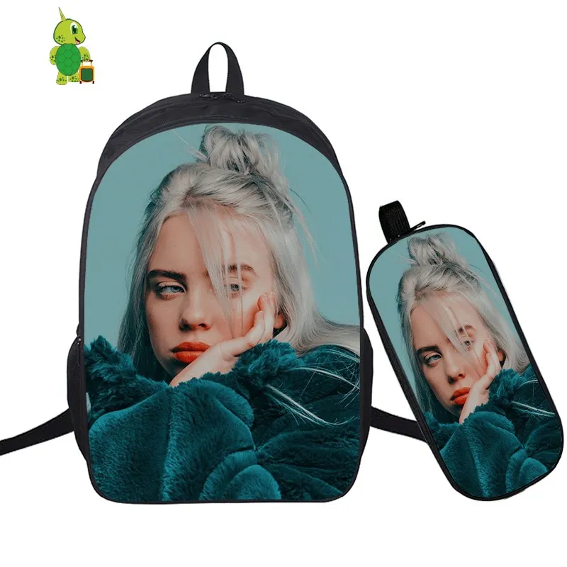 В стиле «хип-хоп» Billie Eilish 2 шт./компл. рюкзак школьные сумки для подростков мальчиков и девочек студенты рюкзак для ноутбука Карандаш Чехол дорожные сумки