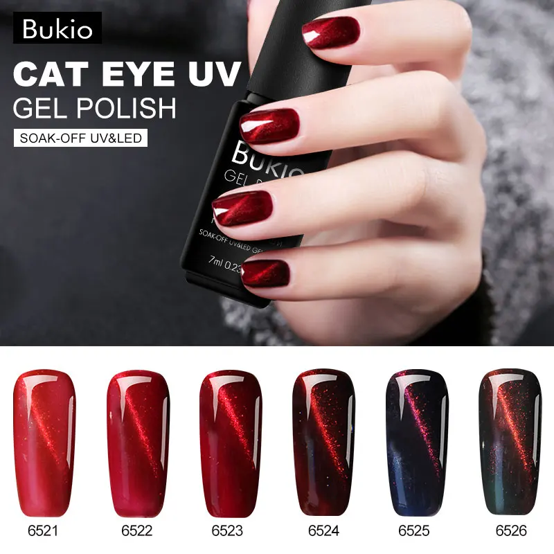 

Bukio Nail Design Novelties Gel Lacquer Cat's Eye Gel Varnish with Sparkles All for Nails and Manicure Poly Gel Set 7ml