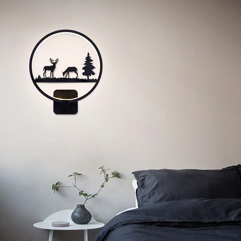 18W Modern Creative Dimmable Wall Lamp Black Iron Frame Sconces With Hanging Cord For Children Room Aisle Bedside Living | Освещение