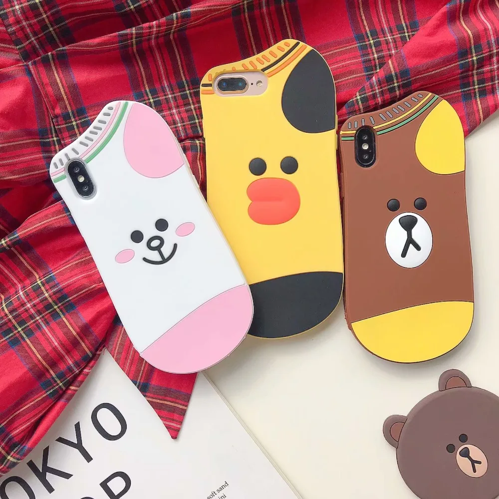 

Super Cute Socks Rabbit Duck Bear 3D Silicone Case for Apple iPhone XS Max Soft Rubber Back Cover for iPhone 6 6S 7 8 Plus XR