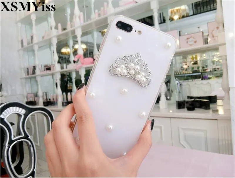 Rhinestone Cases Cover For Huawei Honor8 9 10 20 Lite V10 V20 7X 8X 9XNova2 3 4 5 Luxury Bling Pearl Crown Shell Soft Phone Case |