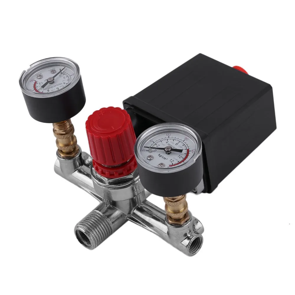 

Professional Heavy Duty Air Compressor Pressure Switch Control Valve With Gauges Instrument 240v 12 Bar Pressure Regulator Set