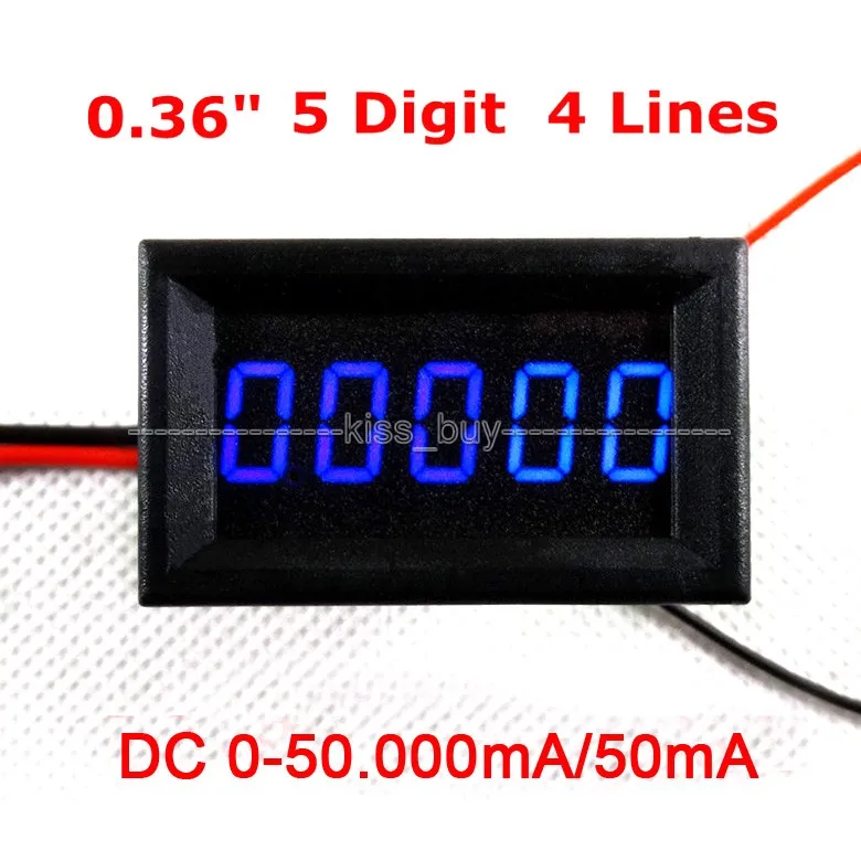 

DC 0-50.000mA Digital Ammeter blue color LED High precision AMP Tester Meter Monitor Current Built-in Shunt dc 5v