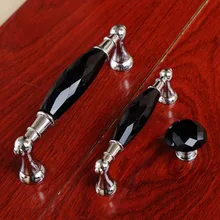 128mm Black k9 crystal wine cabinet bookcase door handles silver chrome dresser darwer watch tv table