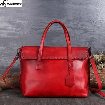 

Retro Leather Clamshell Women Bag Color Fashion Leather Handmade Sewing Line Shoulder Bag Handbag Female Messenger Bags Original