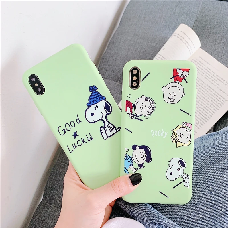 

Cute Snoopy case For iPhone X XS xr XS MAX Cartoon Anti-fall mobile phone shell Cover For iphone 8/8p/7/6s Plus phone bags