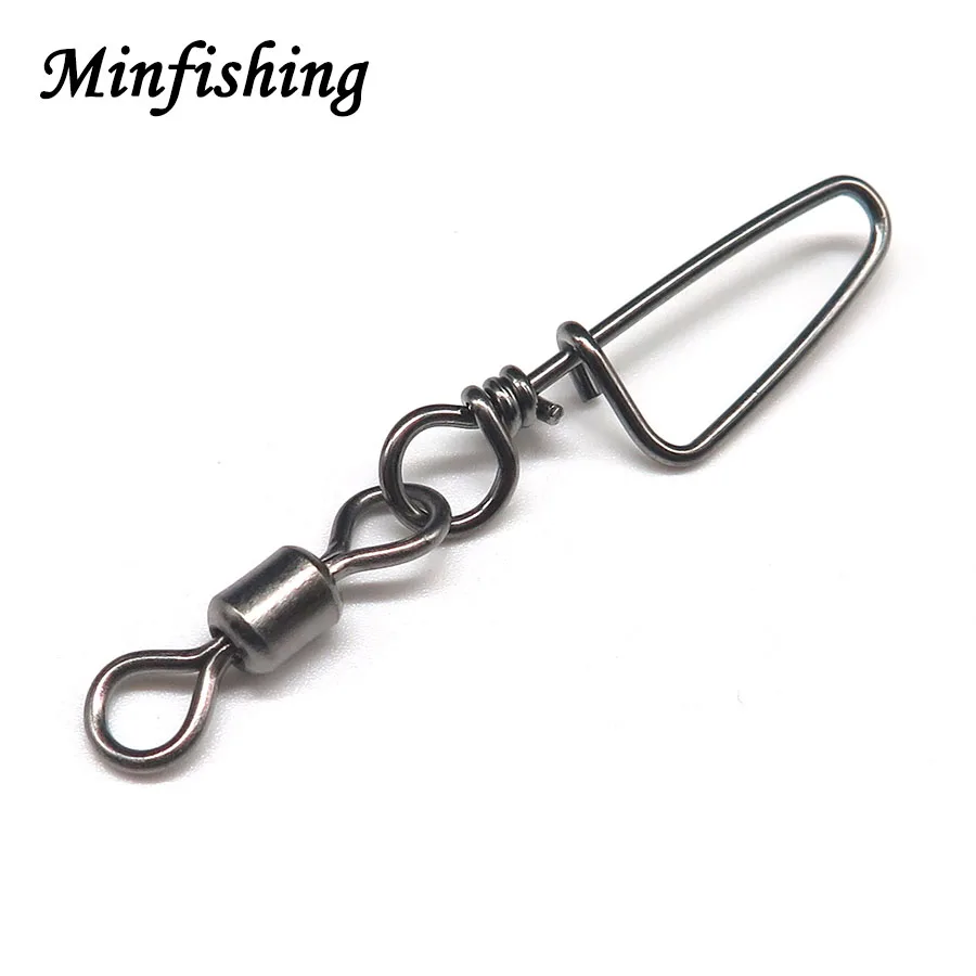 

Minfishing 50pcs/lot Fishing Swivel MS+HX Rolling Swivel with Coastlock Snap Fishing Accessories Fishing hook connector