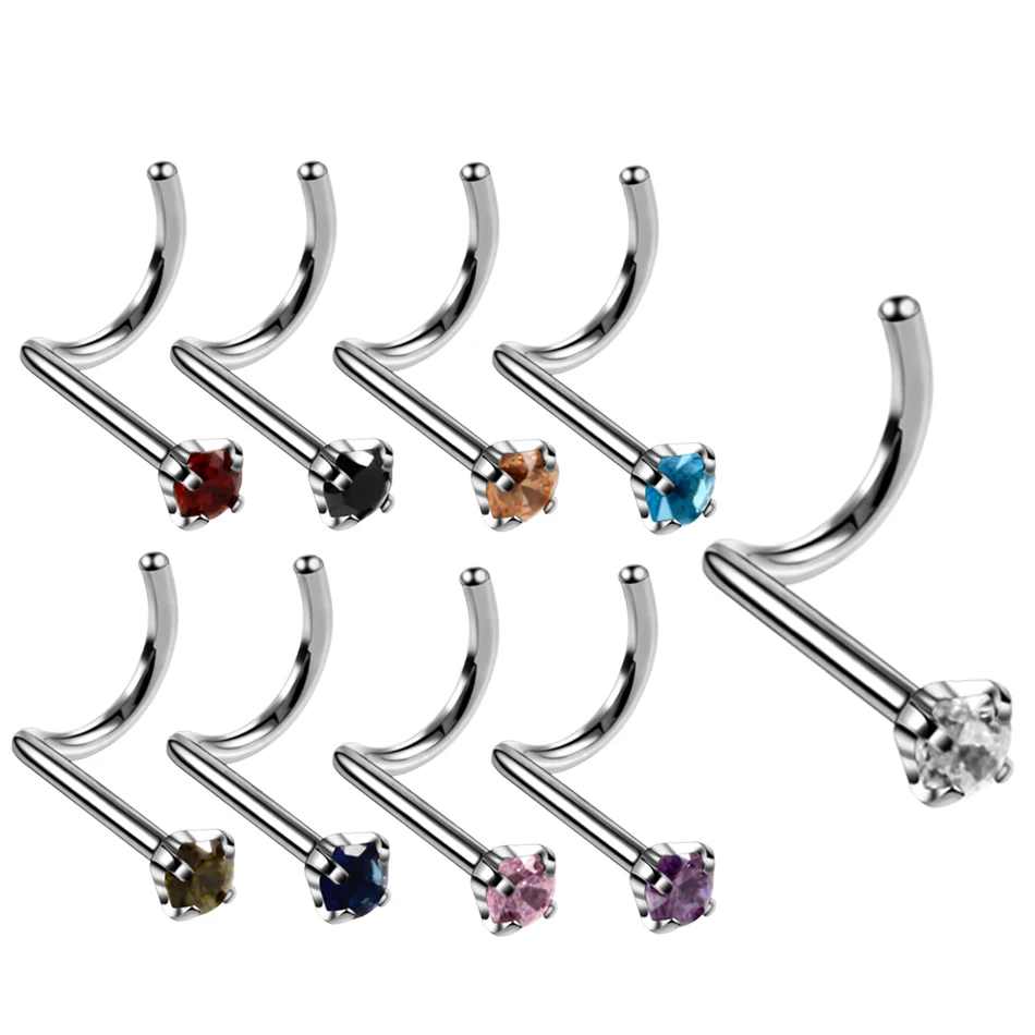 

9pcs/lot 20G Steel Crystal Nose Piercings Silver Piercing Nariz Tiny Earrings Piercing Pour Nez Nose Rings Body Jewelry Piercing