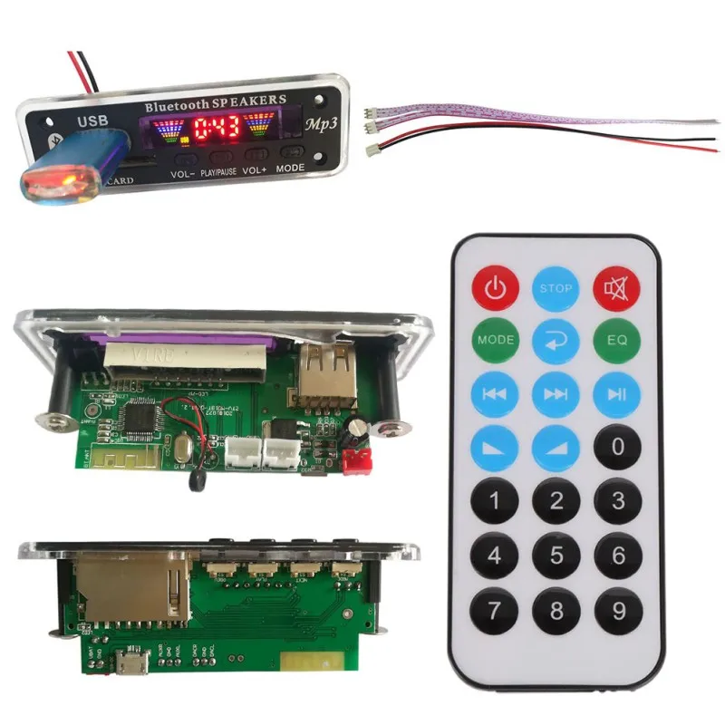 

Bluetooth 5.0 MP3 WMA Decoder Board Audio Wireless Lossless APE Module USB TF FM Radio Support Power-off Memory Playback