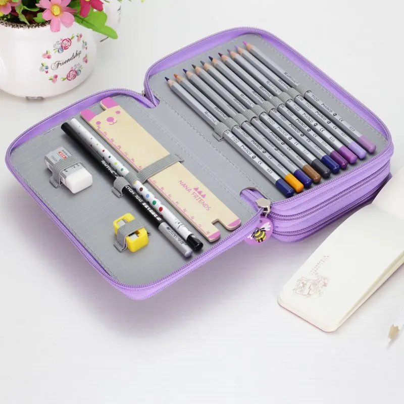 36/48/72 Holes Pencil Case For Drawing Painting Art Marker Pens Multifunction Large Capacity School Stationery Bag Pouch Supply