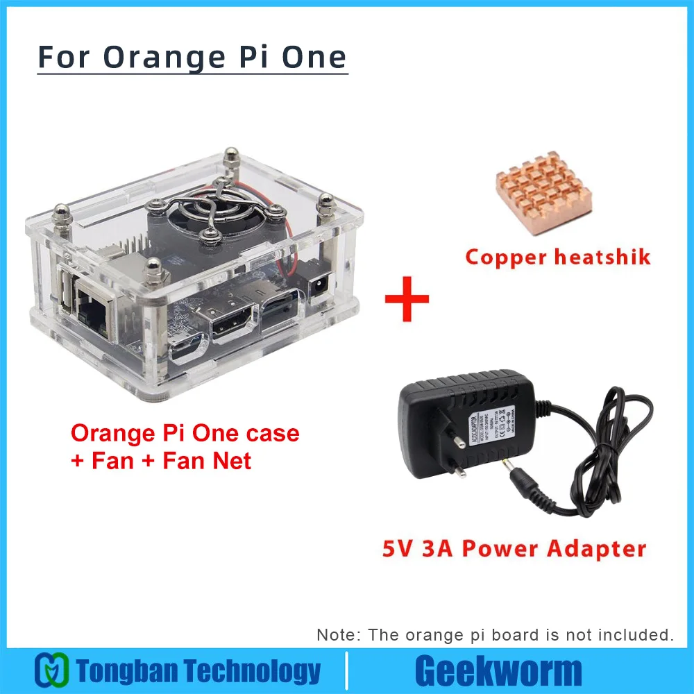 

Orange Pi One DC 5V 3A Power Adapter EU Plug + Acrylic Case + Cooling Fan + Copper Heatsink Kits for Orange Pi One