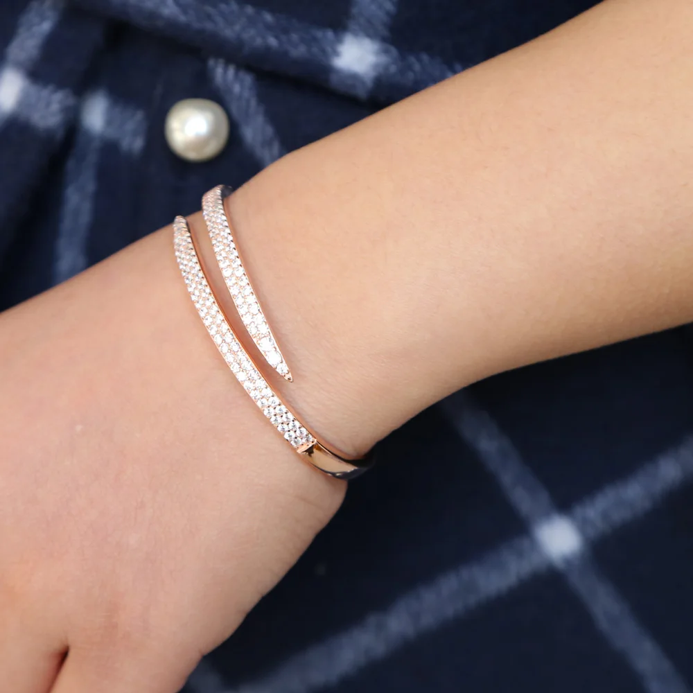 Женский браслет на запястье с инкрустацией кристаллами|bangle rose gold|bangle roseopen bangle |