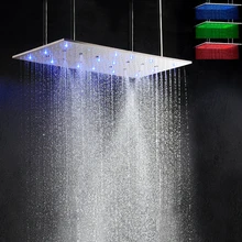 Contemporary Rain Shower Head Water Power LED Bathroom Shower Set Stainless Steel 800X400 MM Brushed Bath Faucet