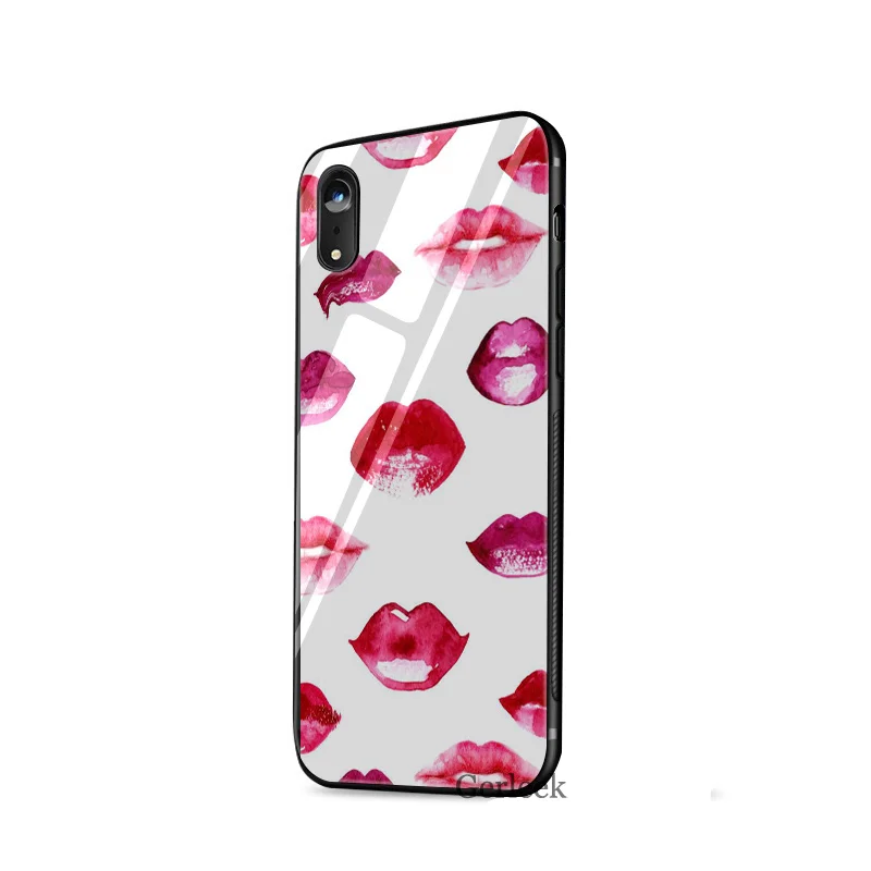 Чехол из закаленного стекла Kiss Me Lips губная помада чехол с румянами для iPhone 6 6s 7 8 X XS XR Max 5 5S SE - Цвет: G8