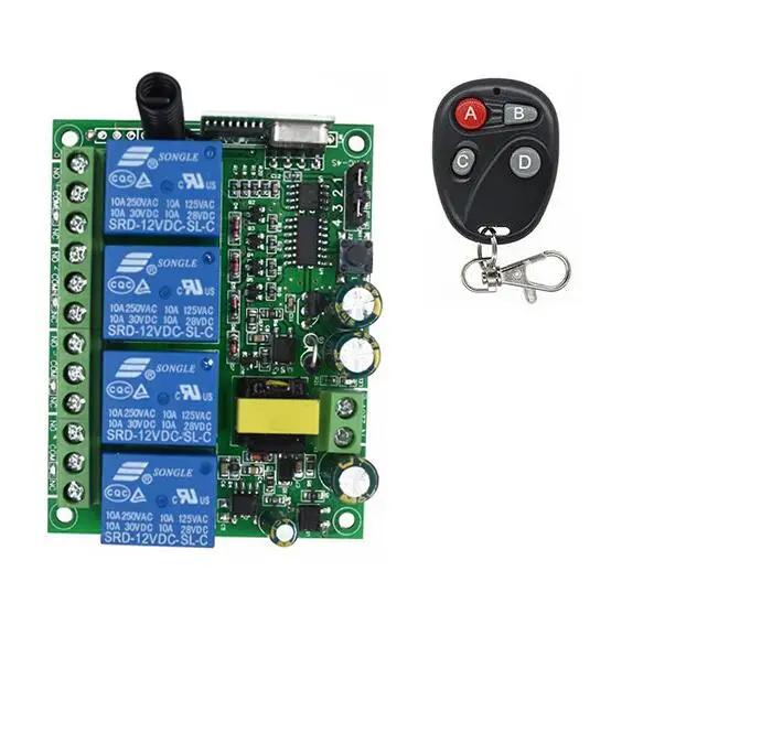 433 МГц AC220V 220 V 4CH RF Беспроводной дистанционного Управление реле безопасности