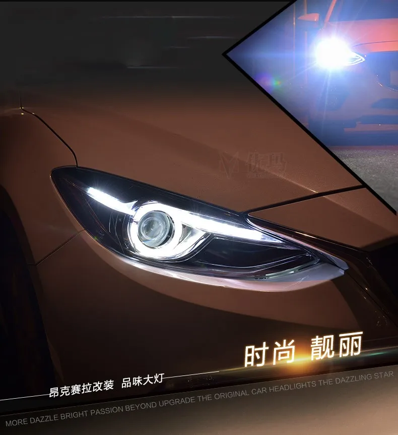 Perfect Head Lamp case for Mazda 3 M3 Axela Mazda3 2017 2018 Headlights LED Headlight DRL Lens Double Beam Bi-Xenon HID car Accessories 12
