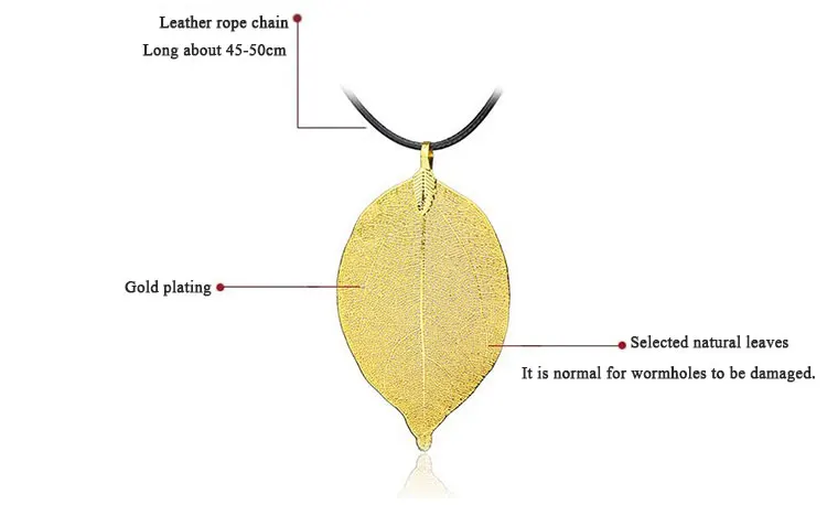 Уникальное Очаровательное ожерелье s для женщин, хорошее ювелирное изделие, массивное ожерелье Макси-воротник, Длинная цепочка, ожерелье из натурального настоящего листа, мода