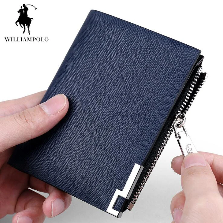 

Williampolo 2018 Wallet Corss Pattern Business Men Wallet Genuine Leather High Quality Wallets