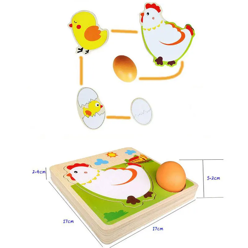 Многослойное курица низ рос мультфильм деревянные Игрушечные лошадки для детей раннего обучения монтессори игрушка cc1145h